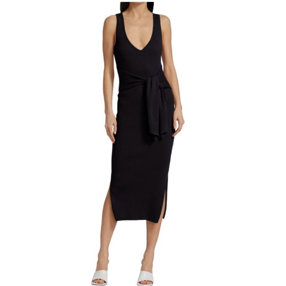 Good American Black Knit Midi Dress